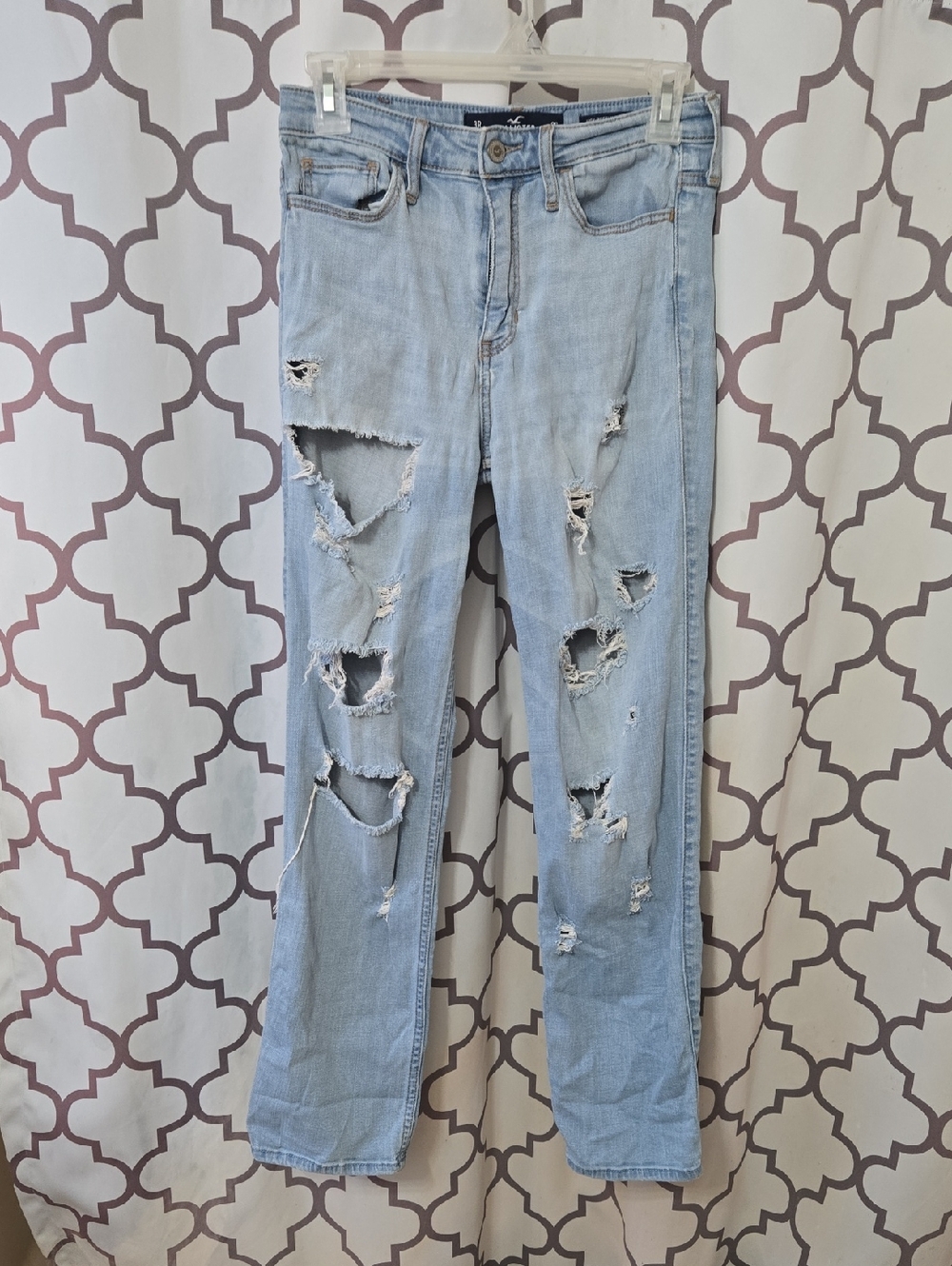 Hollister Light Blue Distressed Straight-Leg Jeans